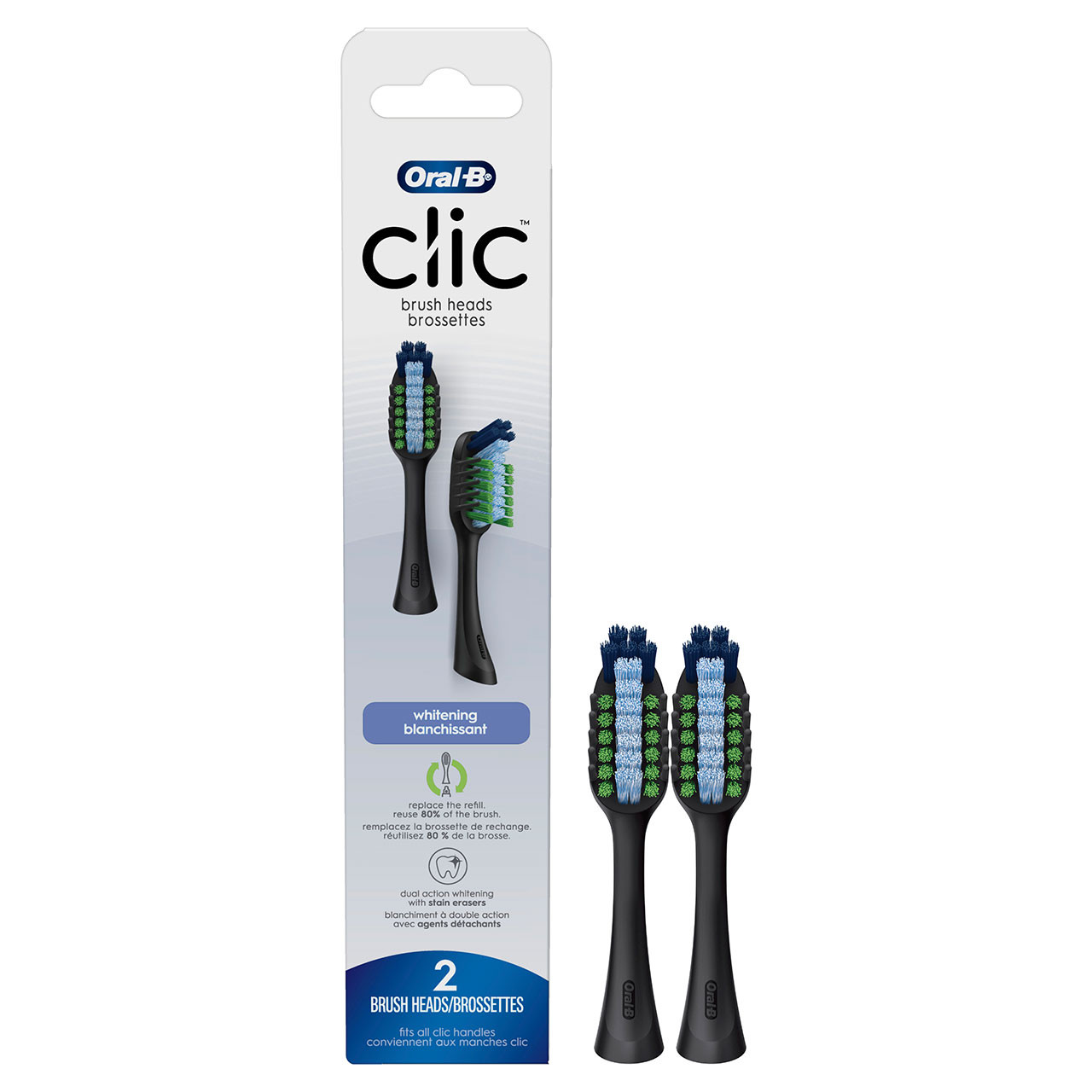 Příslušenství Oral-B Clic Toothbrush Whitening Replacement Brush Heads Černé | CZ_OB95966